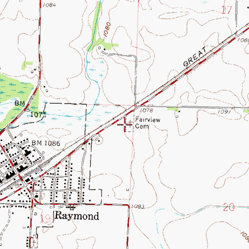Topographic Map of Fairview Cemetery, MN