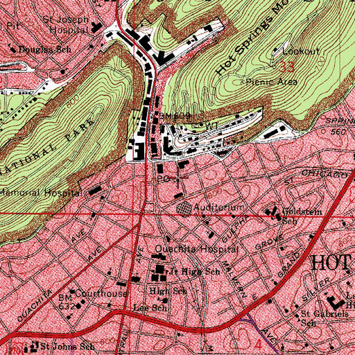 Topographic Map of Saint Lukes Episcopal Church, AR