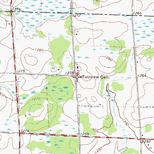 Topographic Map of Fairview Cemetery, MN