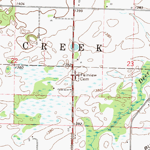 Topographic Map of Fairview Cemetery, MN