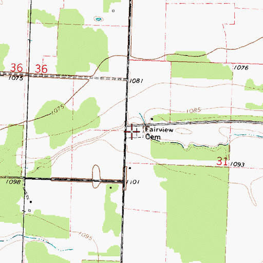 Topographic Map of Fairview Cemetery, MN