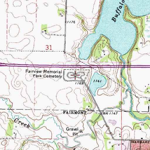 Topographic Map of Fairview Memorial Park Cemetery, MN