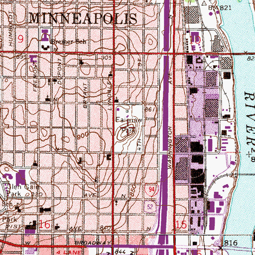 Topographic Map of Fairview Park, MN