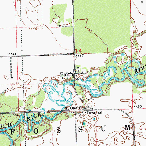 Topographic Map of Faith, MN