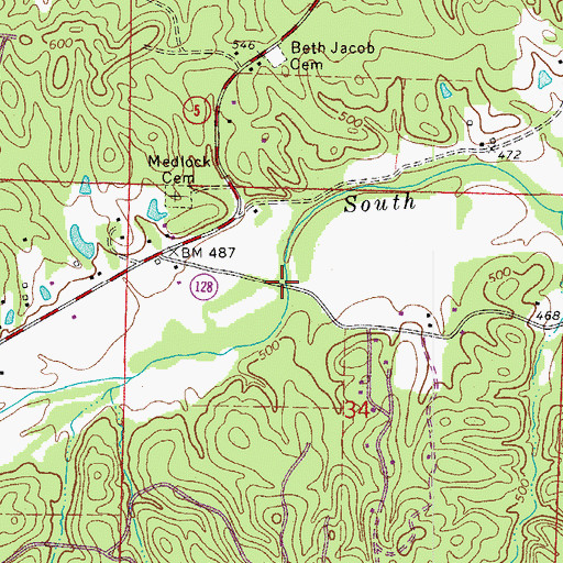 Topographic Map of South Fork Bridge, AR