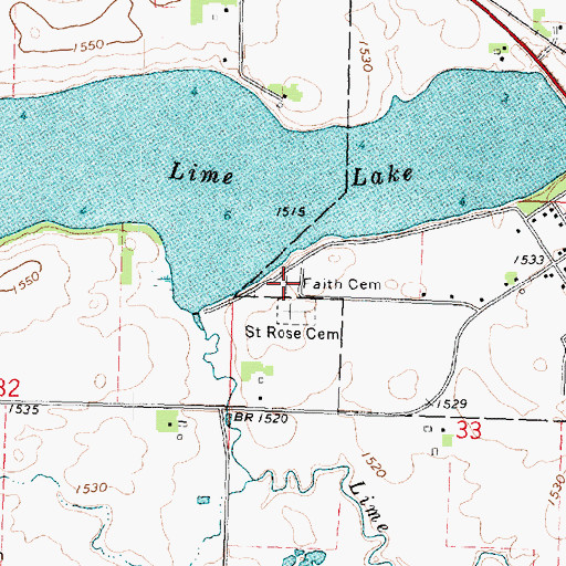 Topographic Map of Faith Cemetery, MN