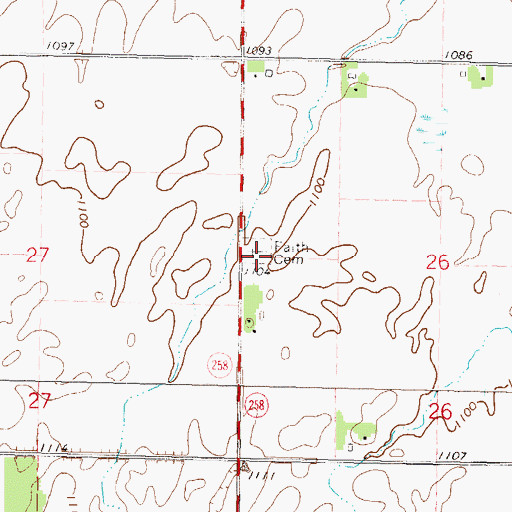 Topographic Map of Faith Cemetery, MN