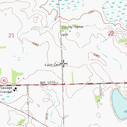 Topographic Map of Faith Cemetery, MN