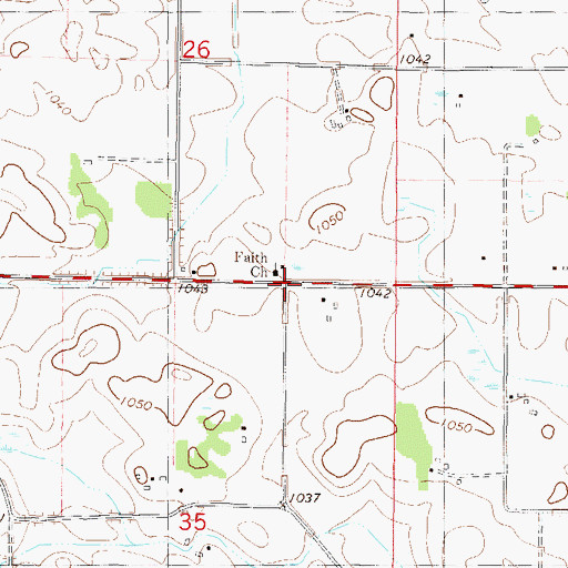 Topographic Map of Faith Church, MN