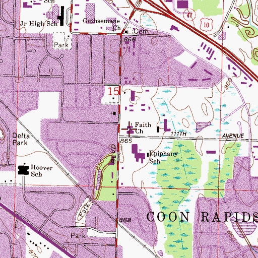 Topographic Map of Faith Church, MN