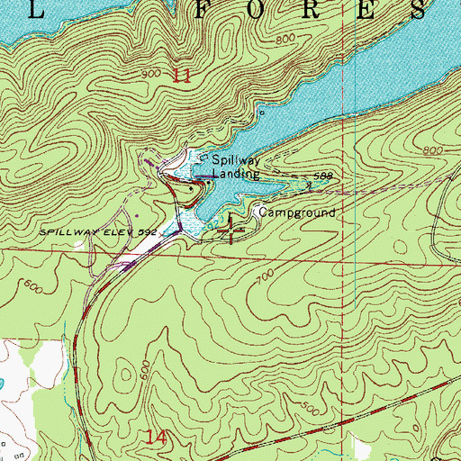 Topographic Map of Spillway Public Use Area, AR