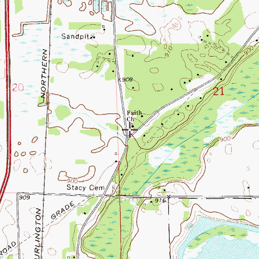 Topographic Map of Faith Church, MN