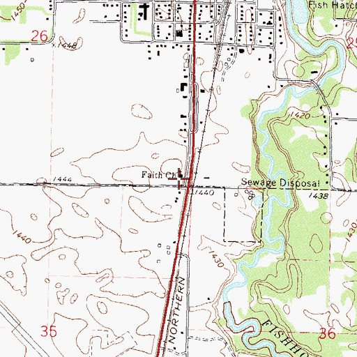 Topographic Map of Faith Church, MN