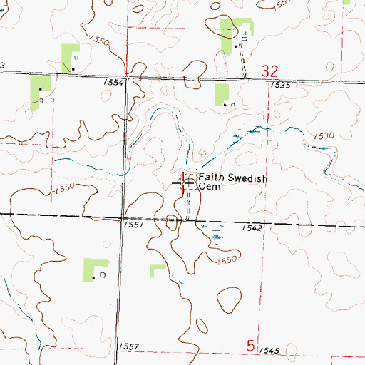 Topographic Map of Faith Swedish Cemetery, MN