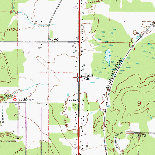 Topographic Map of Falls Church, MN