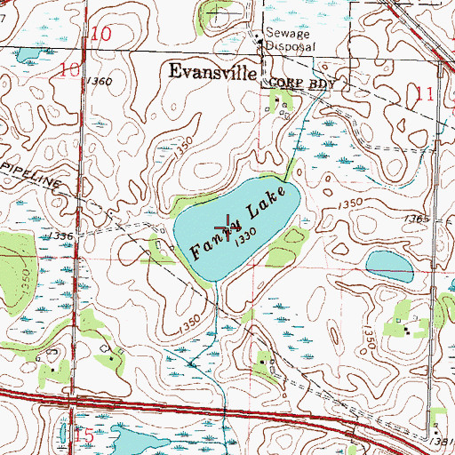 Topographic Map of Fanny Lake, MN