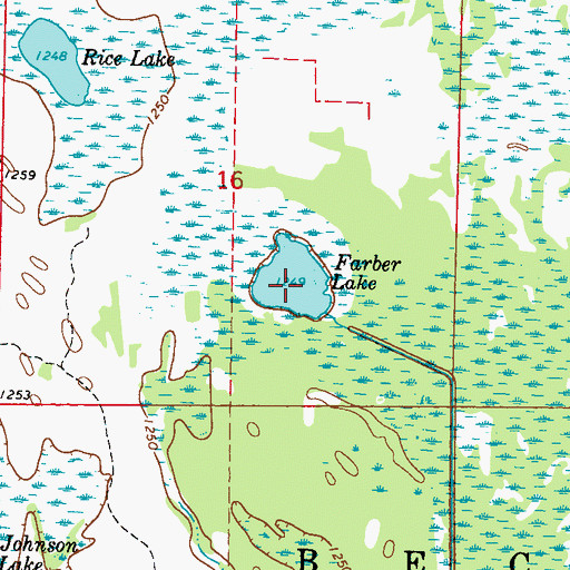 Topographic Map of Farber Lake, MN