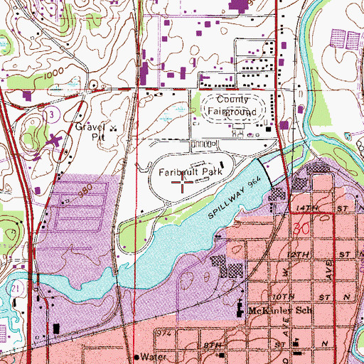 Topographic Map of Faribault Park, MN