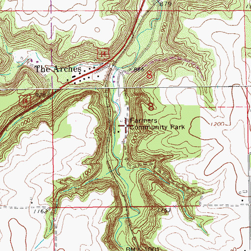 Topographic Map of Farmers Community Park, MN