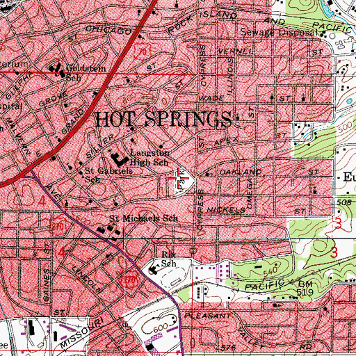 Topographic Map of Wade Park, AR