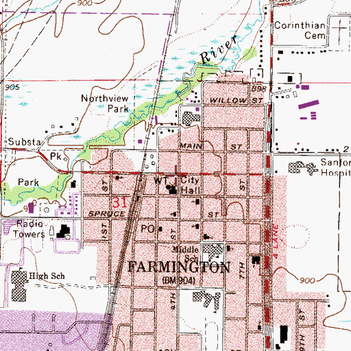 Topographic Map of Farmington, MN