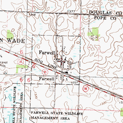 Topographic Map of Farwell, MN