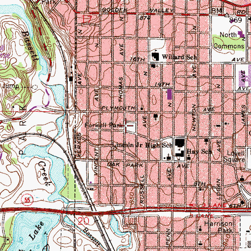 Topographic Map of Farwell Park, MN