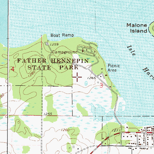 Topographic Map of Father Hennepin State Park, MN