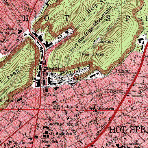 Topographic Map of Wheatley Plaza Shopping Center, AR