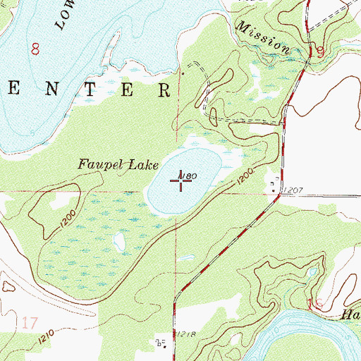 Topographic Map of Faupel Lake, MN