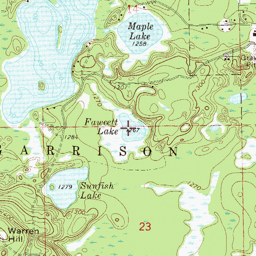 Topographic Map of Fawcett Lake, MN