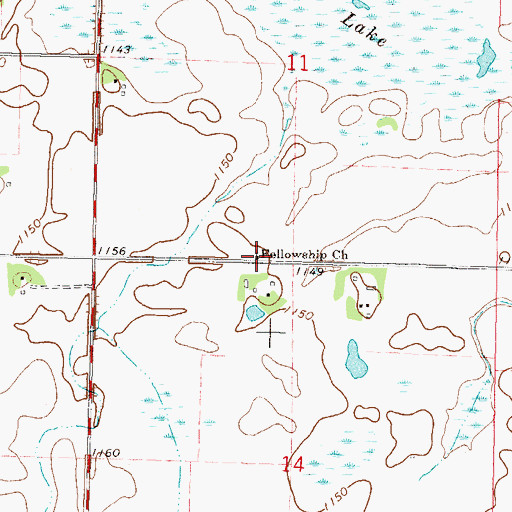 Topographic Map of Fellowship Church, MN