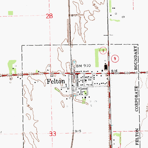 Topographic Map of Felton, MN