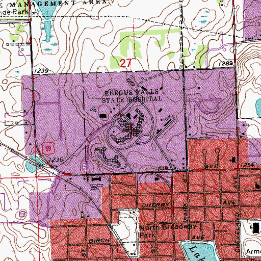 Topographic Map of Fergus Falls State Hospital, MN