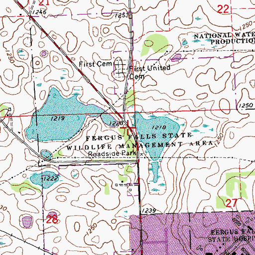 Topographic Map of Fergus Falls State Wildlife Management Area, MN