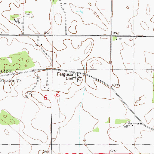 Topographic Map of Ferguson Cemetery, MN
