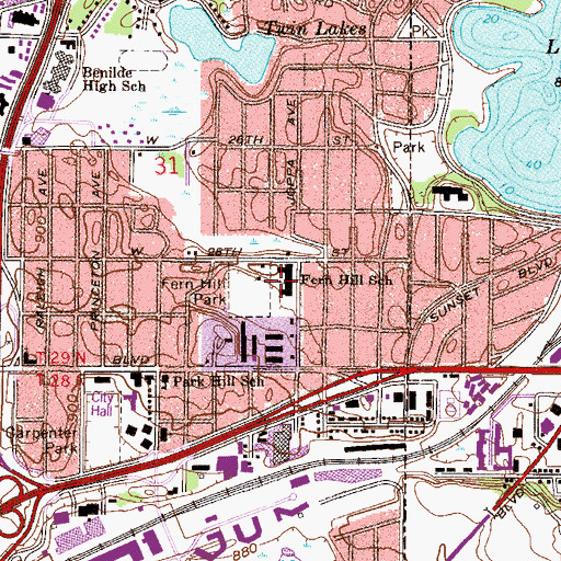 Topographic Map of Fern Hill School, MN