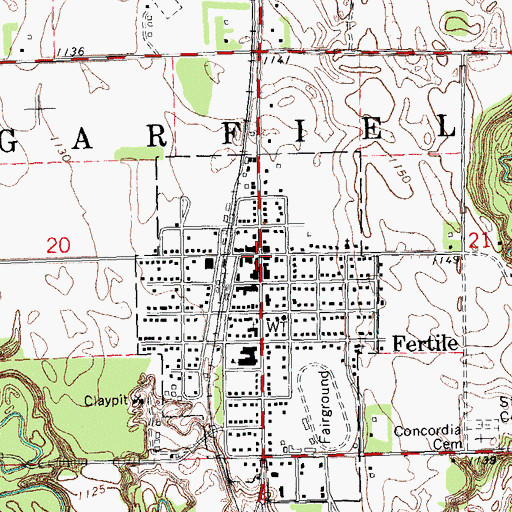 Topographic Map of Fertile, MN