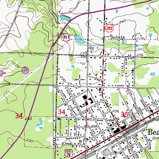 Topographic Map of Bearden High School, AR