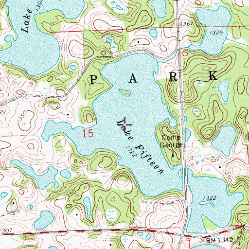 Topographic Map of Lake Fifteen, MN