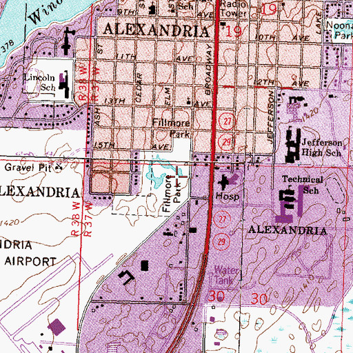 Topographic Map of Fillmore Park, MN