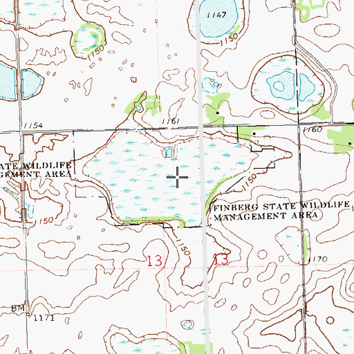 Topographic Map of Finberg State Wildlife Management Area, MN