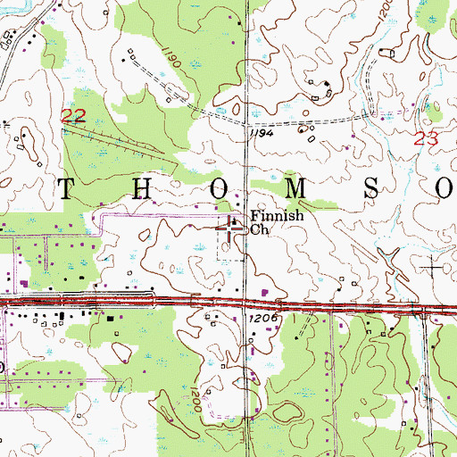 Topographic Map of Finnish Church, MN