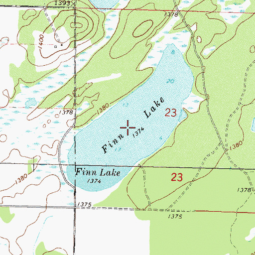 Topographic Map of Finn Lake, MN