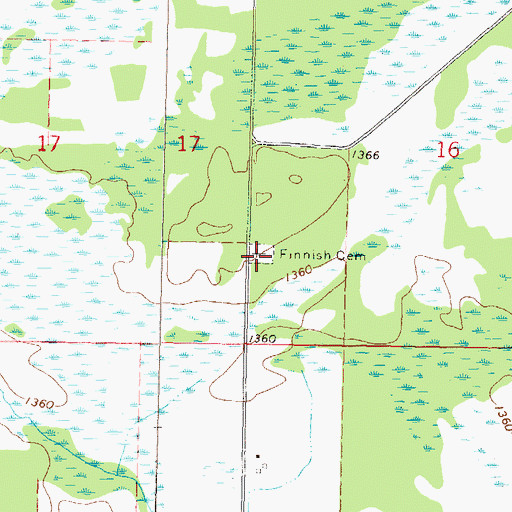Topographic Map of Finnish Cemetery, MN