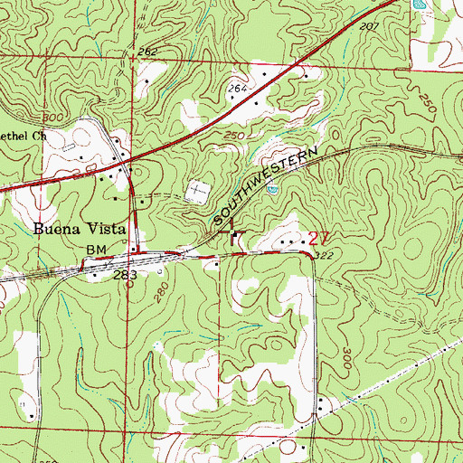 Topographic Map of Buena Vista United Methodist Church, AR