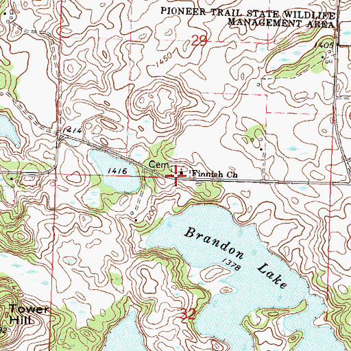 Topographic Map of Finnish Church, MN