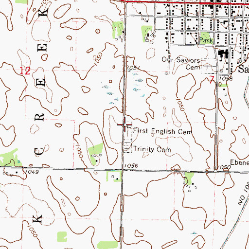 Topographic Map of First English Cemetery, MN