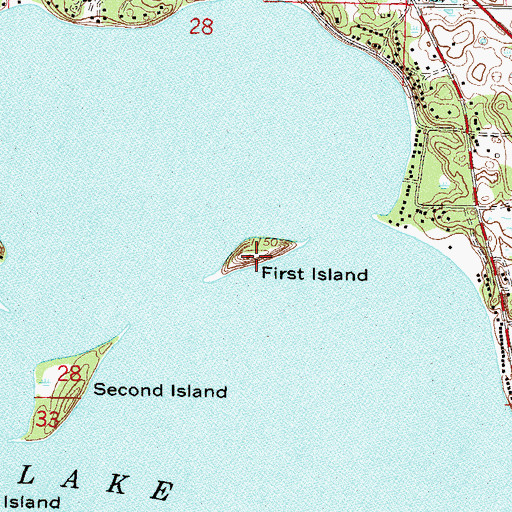 Topographic Map of First Island, MN