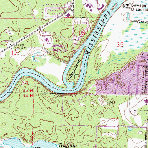 Topographic Map of First Island, MN